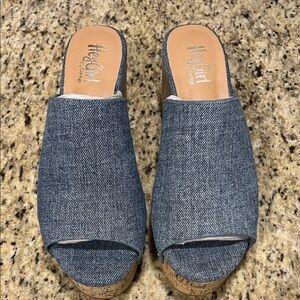 Hey Girl by Corkys Blue Denim Bada Bling Heels/Wedge - NEW IN BOX Sz 9